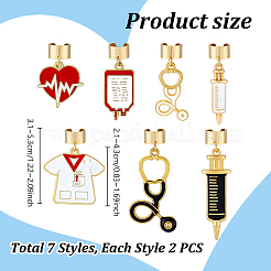 14 pz 7 stili decorazioni pendenti in lega smaltata con stetoscopio a tema medico&nbsp;HJEW-PH02583