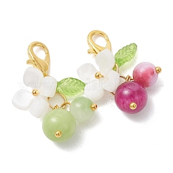 Colgantes de jade persa teñido natural y jade amarillo y decoraciones acrílicas.&nbsp;HJEW-JM04800