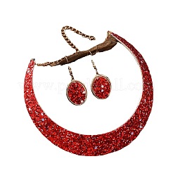 Комплект из овального чокера с пайетками и серег-подвесок из сплава&nbsp;FS-WG10B0F-06