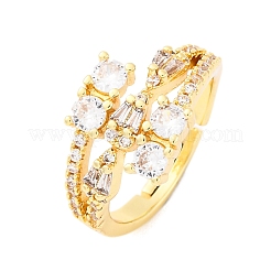 Кольца для женщин с микропаве из латуни и прозрачными кубическими цирконами&nbsp;RJEW-U047-03G