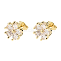 Серьги-гвоздики из латуни с микропаве и кубическим цирконием&nbsp;LS-EJEW-H174-01B-G