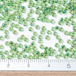 MIYUKIラウンドロカイユビーズ  日本製シードビーズ  （rr341)緑の罫線入りのシャルトリューズab  11/0  2x1.3mm  穴：0.8mm  約1100PCS /ボトル  10 G /ボトル&nbsp;SEED-JP0008-RR0341