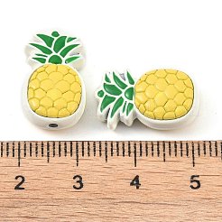 スプレーペイント合金ビーズ  エナメル  パイナップルビーズ  きいろ  18x11x6.5mm  穴：1.4mm&nbsp;FIND-B038-01