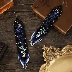 Богемные серьги-подвески ручной работы из стеклянного бисера.&nbsp;HG2250