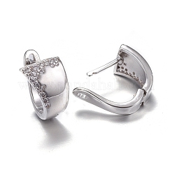 Левая и правая латунные серьги-кольца с микропаве из прозрачных кубических цирконий EJEW-K083-39P