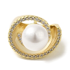 Кольца-манжеты из латуни с микропаве из кубического циркония&nbsp;RJEW-P110-02G