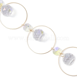 Стеклянные круглые и латунные кольца для подвесных ловцов солнца HJEW-JM04535