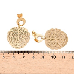 Серьги-гвоздики из нержавеющей стали 304 в форме листа&nbsp;EJEW-H175-04G