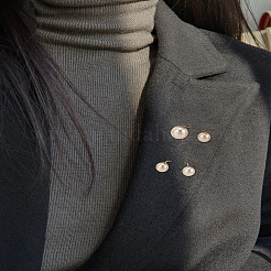 12 шт. 6 стиля двойная круглая брошь с имитацией жемчуга&nbsp;JEWB-LP0005-03