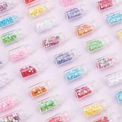 40個 10色ガラスの願いボトルペンダント装飾  スタースパンコールチャーム付き  DIYジュエリーアクセサリー用  ミックスカラー  28x11mm  穴：2mm&nbsp;AJEW-NB0003-05