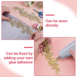 Parches de tela con rhinestone de latón&nbsp;PATC-WH0031-003G-02
