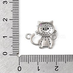 Подвески-коннекторы в форме кошки с черными и прозрачными кубическими цирконами из латуни с микропаве&nbsp;KK-L262-08P