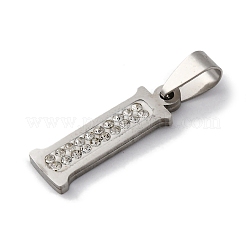 ステンレスペンダント201個  ラインストーン付き  文字L  文字I  26x8x2mm  穴：6x3mm&nbsp;STAS-Q342-53P-I
