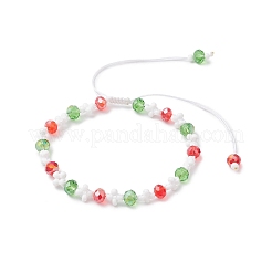 Рождественский браслет ручной работы из стеклянных бусинок и стеклянных семян&nbsp;BJEW-MZ00249-02
