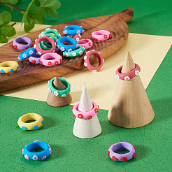24 Stück 6 Farben handgefertigte Fingerringe aus Polymerton&nbsp;CLAY-TA0002-12