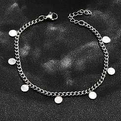 Браслеты с круглыми подвесками из нержавеющей стали 304 BJEW-R021-04P