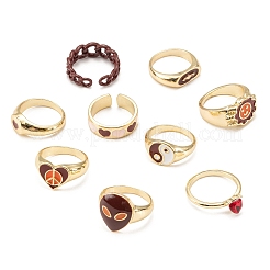 9шт 9 стиля сердце и цепочка для бордюров и овальные кольца RJEW-LS0001-57