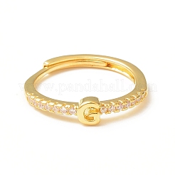 Прозрачное регулируемое кольцо с буквой из прозрачного циркония RJEW-C052-01G-G