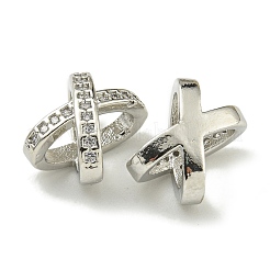 Буква x стойка покрытие латунь микропаве кубический цирконий европейские бусины KK-K386-15P