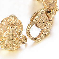 Браслеты из нержавеющей стали 304 с подвеской в виде льва BJEW-H524-10