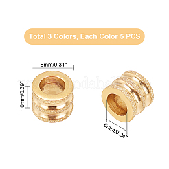 15 шт. 3-х цветные текстурированные бусины из нержавеющей стали STAS-UN0021-01