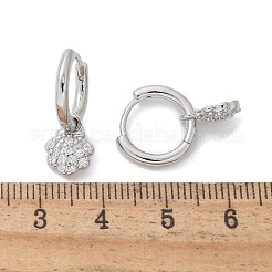 Серьги-кольца из латуни с прозрачным фианитом&nbsp;EJEW-Q014-06P