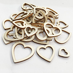 Tranches de disques en forme de coeur en bois non fini&nbsp;WOCR-PW0001-014A