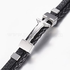 Кожаные браслеты плетеного шнура BJEW-E324-A10