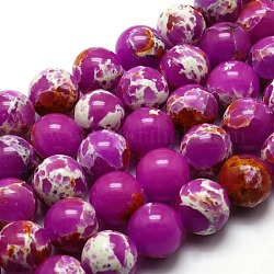Synthetic Imperial Jasper Bead Strands, Dyed, Round, Dark Violet, 6mm, Hole: 1mm, about 66pcs/strand, 15.7inch