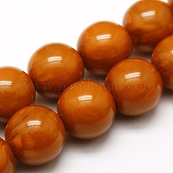 Buddhist Jewelry Beaded Findings Resin Imitation Beeswax Round Bead Strands, Chocolate, 18mm, Hole: 1mm, about 22pcs/strand, 15.74inch