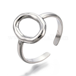 304 Stainless Steel Hollow Oval Cuff Rings, Open Rings for Women Girls, Stainless Steel Color, US Size 7(17.5mm)