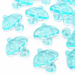 Pendentifs en acrylique transparent , parapluie avec nœud papillon, bleu clair, 42.5x38x7.5mm, Trou: 3x3.5mm, environ 109 pcs/500 g