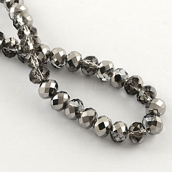 Brins de perles de verre rondelles à facettes transparentes, Plaqué Argent, 2.5x2mm, Trou: 0.8mm, Environ 168~170 pcs/chapelet