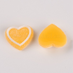 Cabochon in resina accessori, smerigliato, imitazione caramelle ai frutti di bosco, cuore, arancione, 15x17x5.5mm