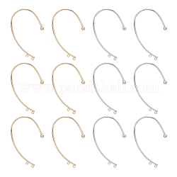 Unicraftale 12Pcs 2 Colors Brass Ear Cuff Findings, Climber Wrap Around Non-piercing Earring Findings with Double Horizontal Loops, Mixed Color, 53x31.5x4mm, Hole: 1.4mm, 6pcs/color