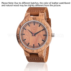 Zebrano деревянные наручные часы, мужские электронные часы, с кожаными наручными часами и результатами сплава, седло коричневый, 260 мм, голова часов : 56x48x12 мм, лицо часов : 37 мм