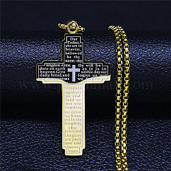 Colliers avec pendentifs en 304 acier inoxydable, le corss de prière du Seigneur, or, 23.54 pouce (59.8 cm)