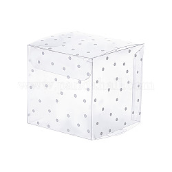 水玉柄の透明なPVC正方形の好意ボックスキャンディトリートギフトボックス  結婚披露宴のベビーシャワーの荷箱のため  透明  15x10.05x0.04cm  ボックスサイズ：5x5x5cm  30個/セット