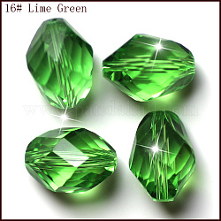 Imitazione branelli di cristallo austriaco, grado aaa, sfaccettato, bicono, verde lime, 8x10.5mm, Foro: 0.9~1 mm