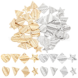 Unicraftale 48Pcs 4 Style 304 Stainless Steel Charms, Twist Heart & Star & Triangle & Rhombus, Golden & Stainless Steel Color, 12pcs/style