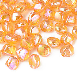 Perles en acrylique transparente, de couleur plaquée ab , pépites, or, 10.5x10x8mm, Trou: 1.6mm, environ 2300 pcs/500 g