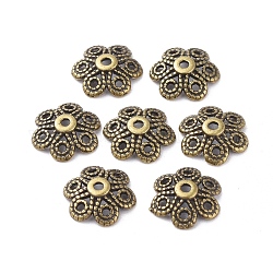 Tibetischen Stil Legierung Perlenkappen, Cadmiumfrei und Nickel frei und Bleifrei, Antik Bronze, 12.5x12.5x4 mm, Bohrung: 1.5 mm