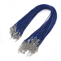 Eingewachsene Schnur bildende Halskette, mit Zink-Legierung Karabiner, Platin Farbe, dunkelblau, 17.8 Zoll ~ 18 Zoll (45.5~46 cm), 2 mm