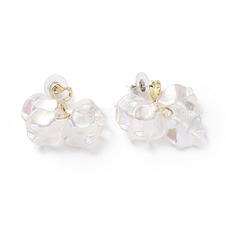 Acrylic Imitation Shell Dangle Earrings, Alloy Cluster Drop Earrings with 925 Sterling Silver Pins for Women, Clear, 32mm, Pin: 0.8mm