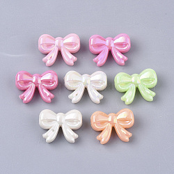 Opaque Acrylic Beads, AB Color Plated, Bowknot, Mixed Color, 15x20x8mm, Hole: 3mm, about 595pcs/500g