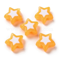 Abalorios de acrílico estrella, talón en grano, naranja, 8.5x9x4mm, agujero: 1.8 mm, aproximamente 2941 unidades / 500 g