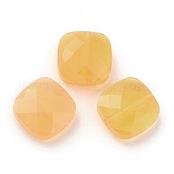Perles en verre transparentes, facette, carrée, or, 9x9x4mm, Trou: 0.9mm