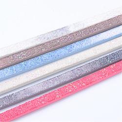Imitation Leather Cords, with Glitter Powder, Mixed Color, 3x2.5mm, about 1.31 yards( 1.2m)/strand