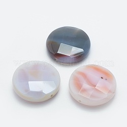Agata naturale perle, sfaccettato, rotondo e piatto, 37x12mm, Foro: 1.8 mm