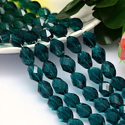 Граненый многогранник имитация австрийских кристаллов нити шарик, класс AAA, зелено-синие, 13x10 мм, отверстие : 0.9~1 мм, около 30 шт / нитка, 15.7 дюйм